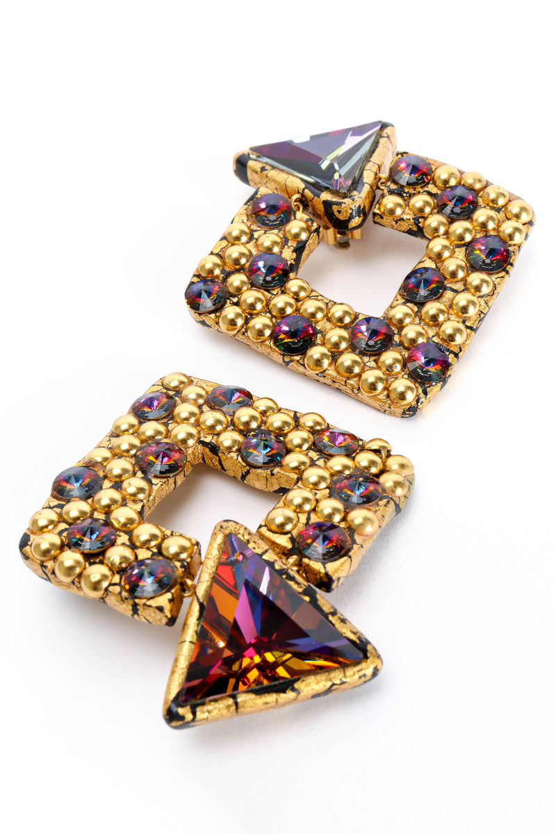 Vintage Regal Pyramid Drop Earrings criss cross flat lay @ Recess LA