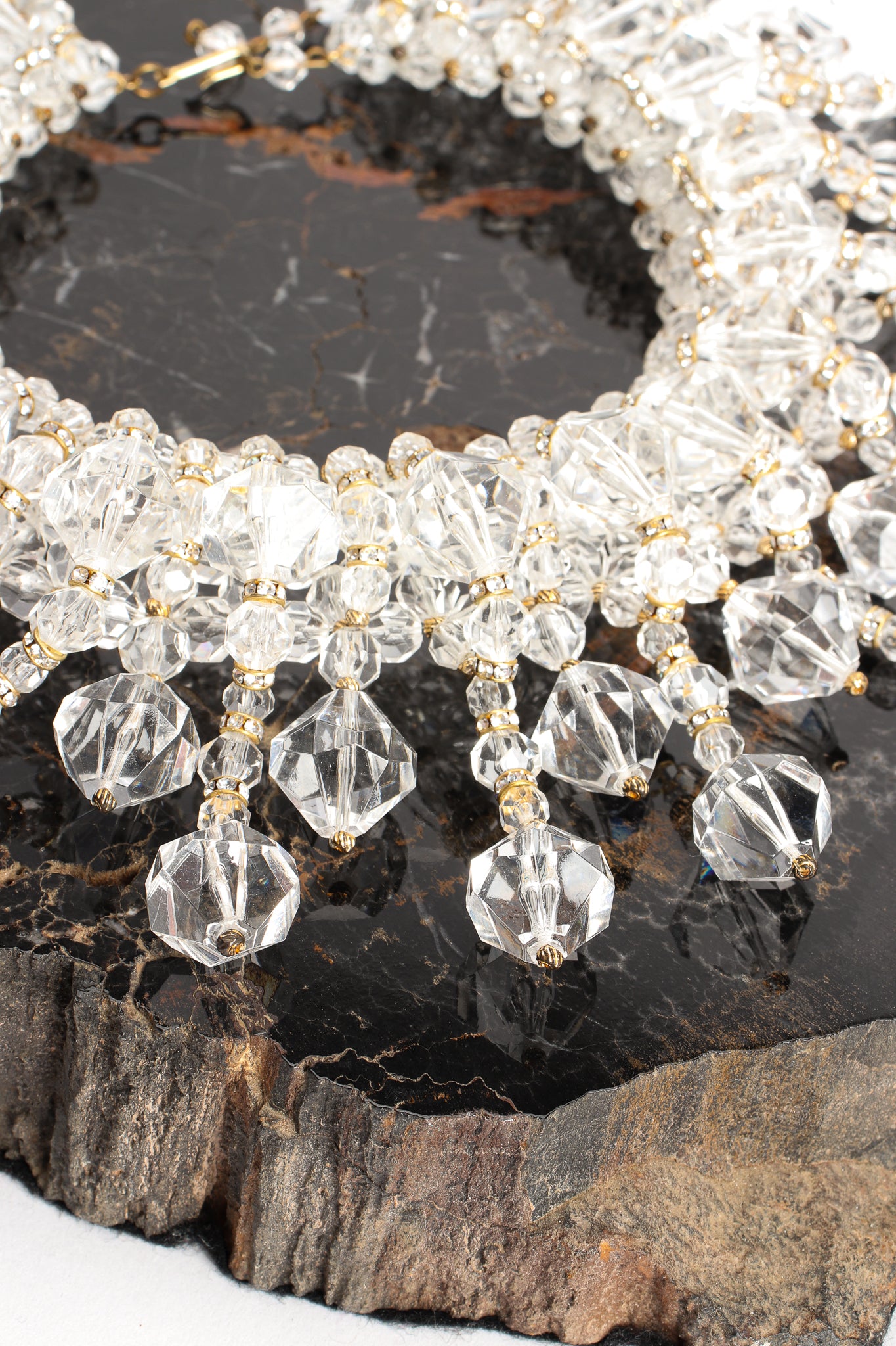 Vintage Lucite Icicle Collar Necklace detail at Recess Los Angeles