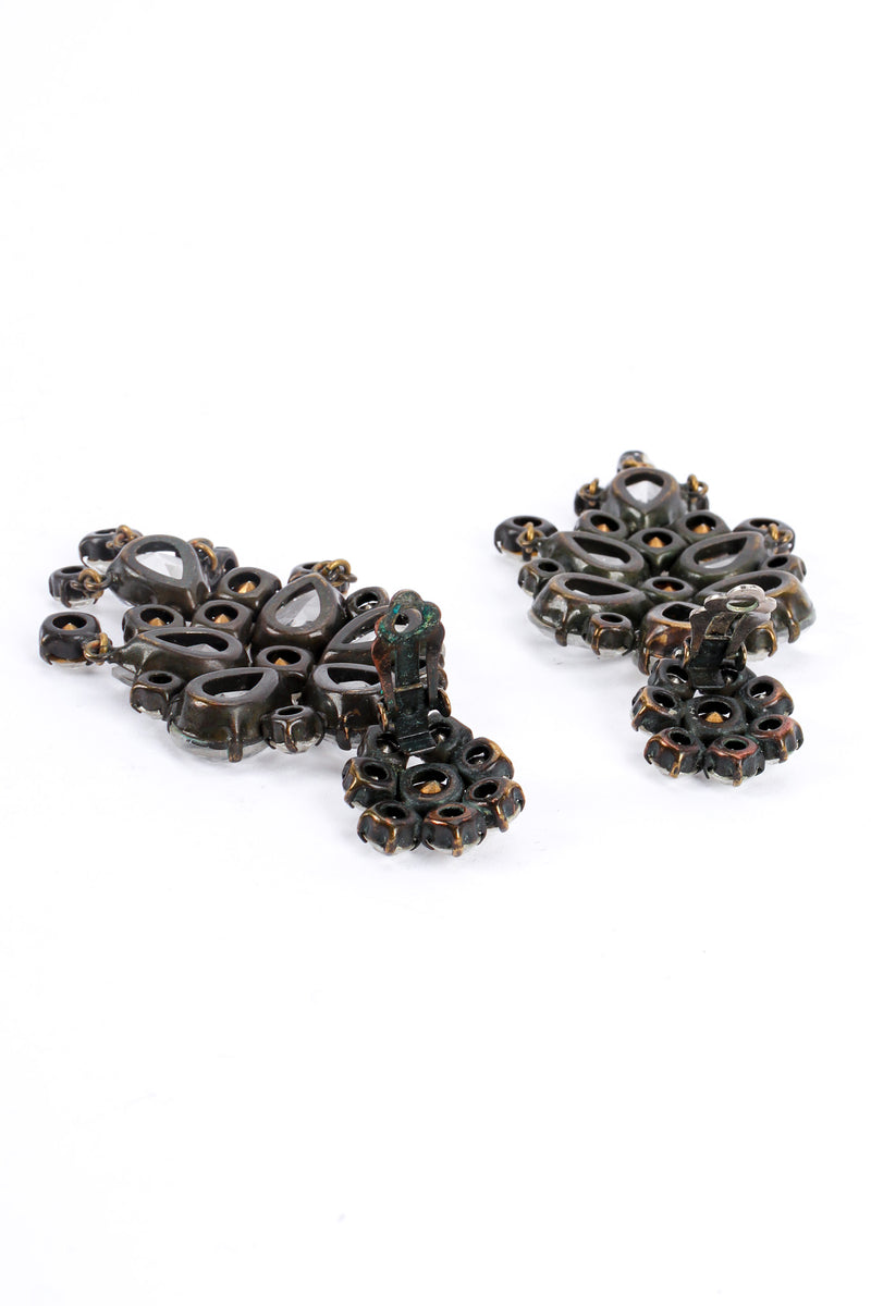 Vintage Rhinestone Crystal Floral Chandelier Earrings open backs @ Recess LA
