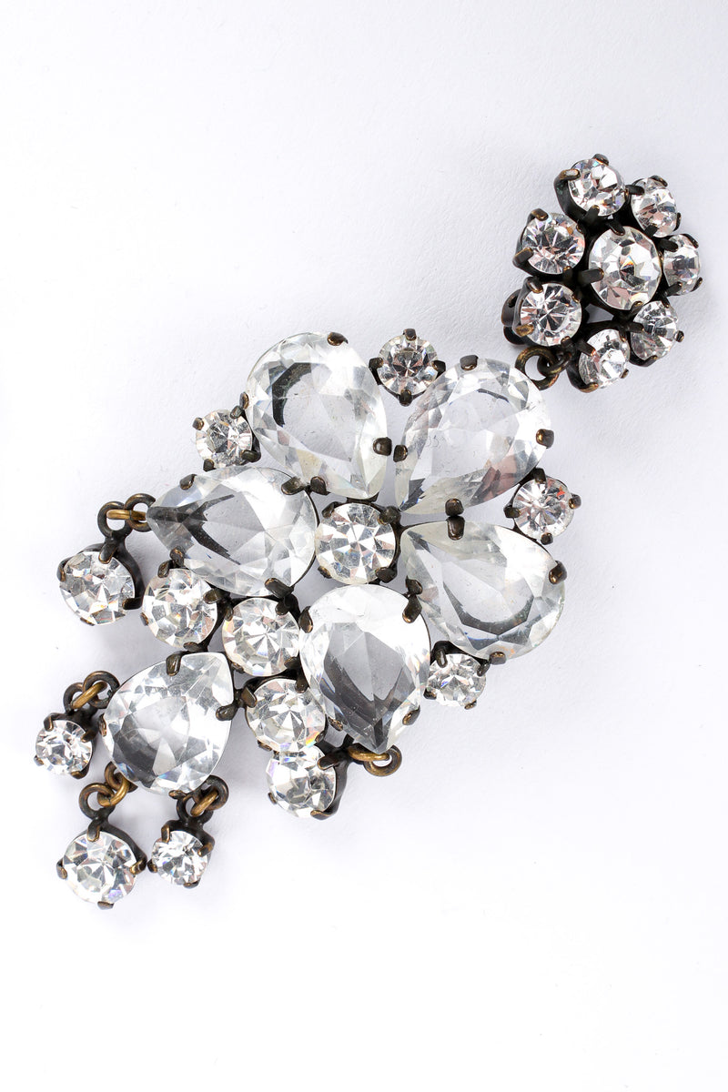 Vintage Rhinestone Crystal Floral Chandelier Earrings single close up @ Recess LA
