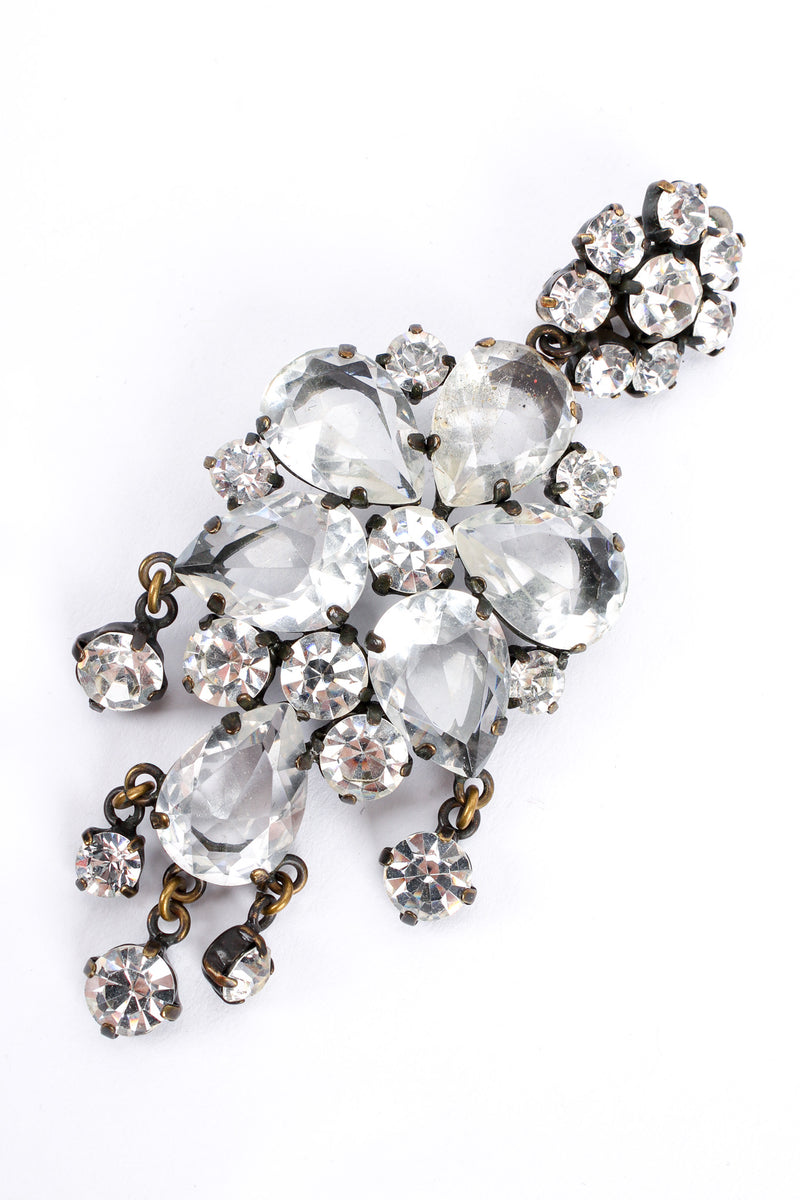 Vintage Rhinestone Crystal Floral Chandelier Earrings single close @ Recess LA