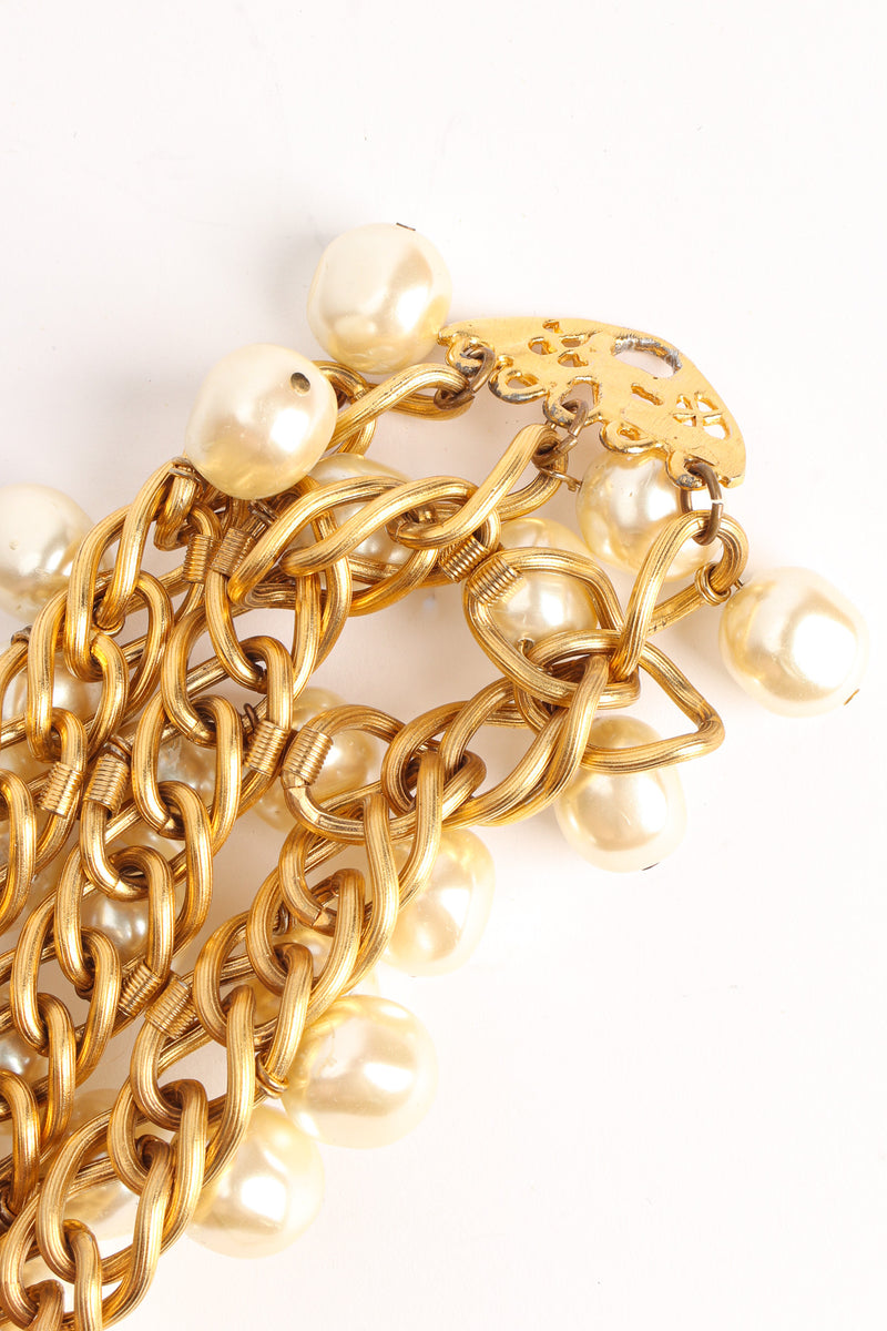Vintage Prince Kamy Yar Triple Chain Pearl Collar light discolored clasp @ Recess LA