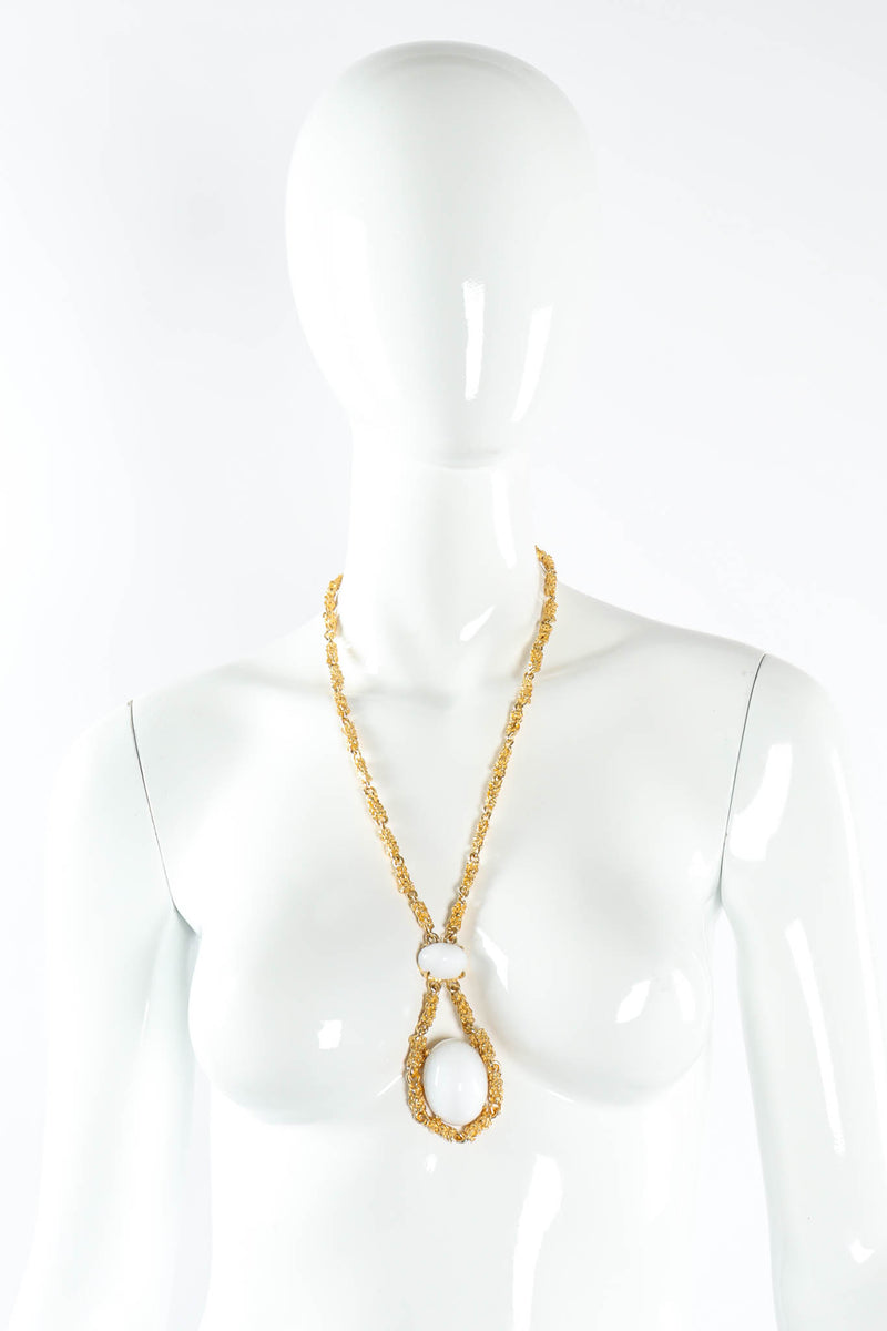Vintage Brutalist Double Egg Pendant Necklace on mannequin @ Recess Los Angeles