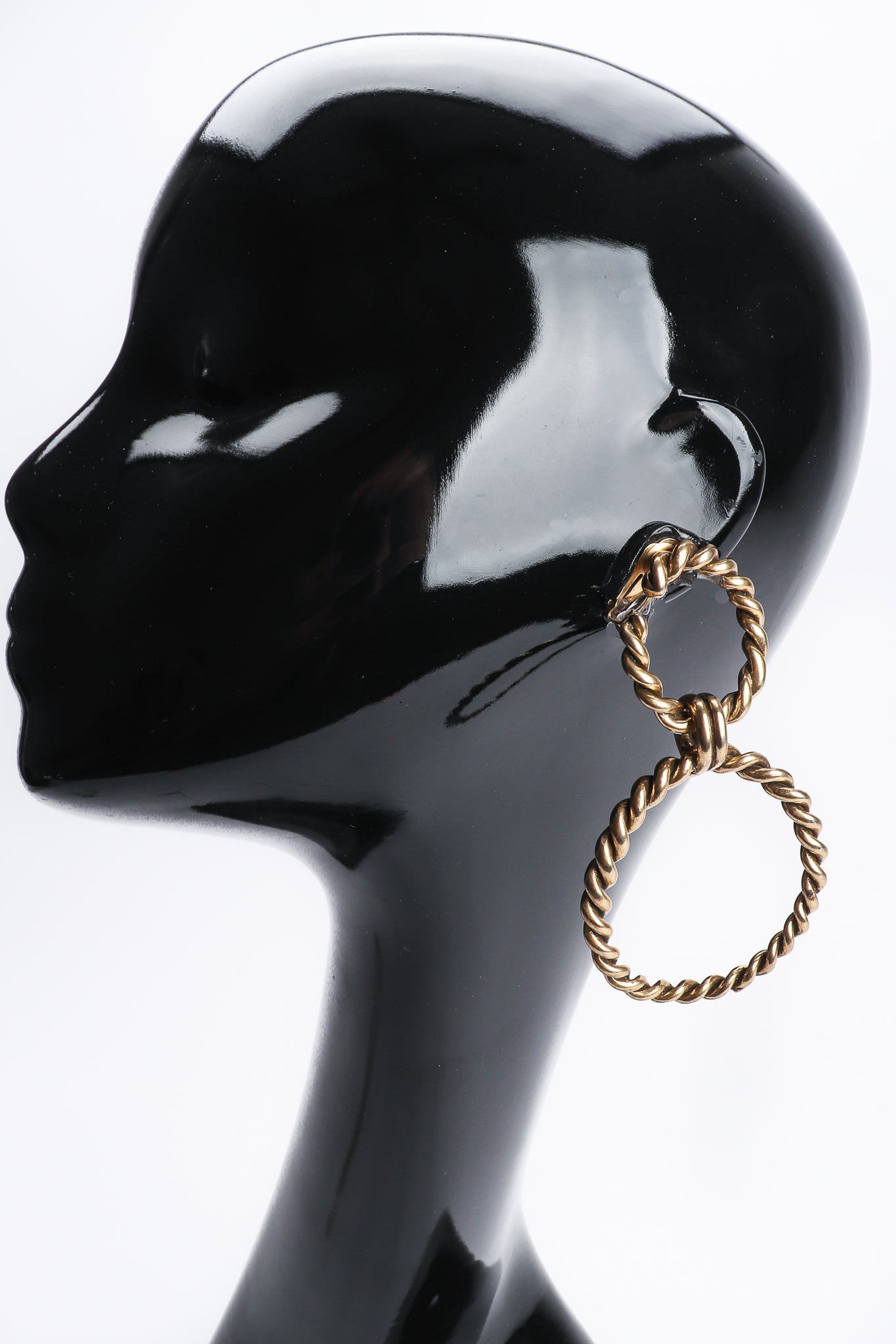 Vintage Braided Hoop Drop Earrings on Mannequin at Recess Los Angeles