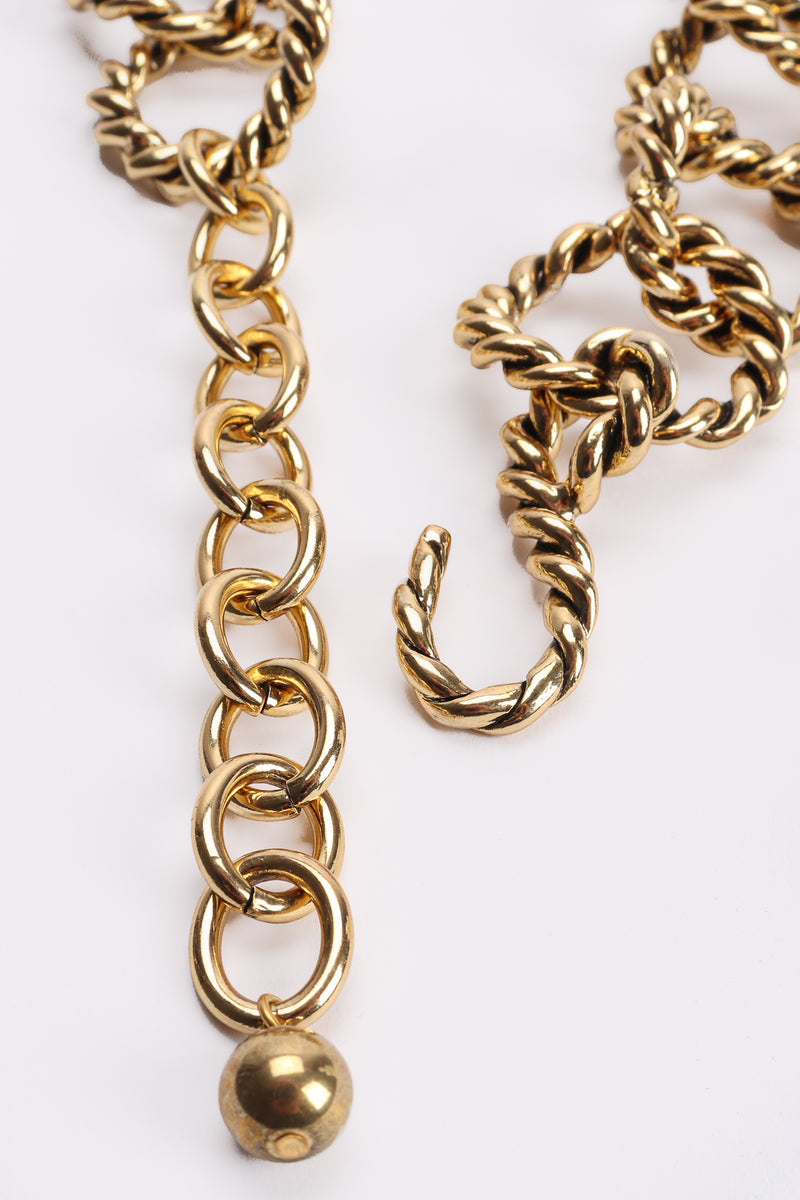 Vintage Antiqued Gold Braided Ring Collar Necklace Hook Clasp at Recess Los Angeles