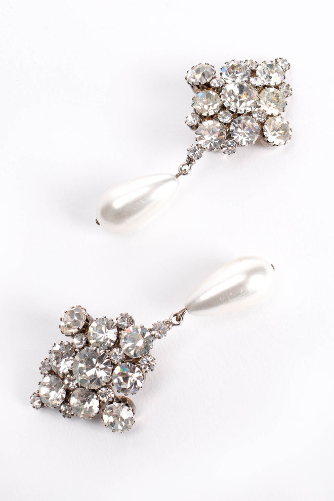 Vintage Cluster Pearl Drop Earrings Front angle @ Recess LA