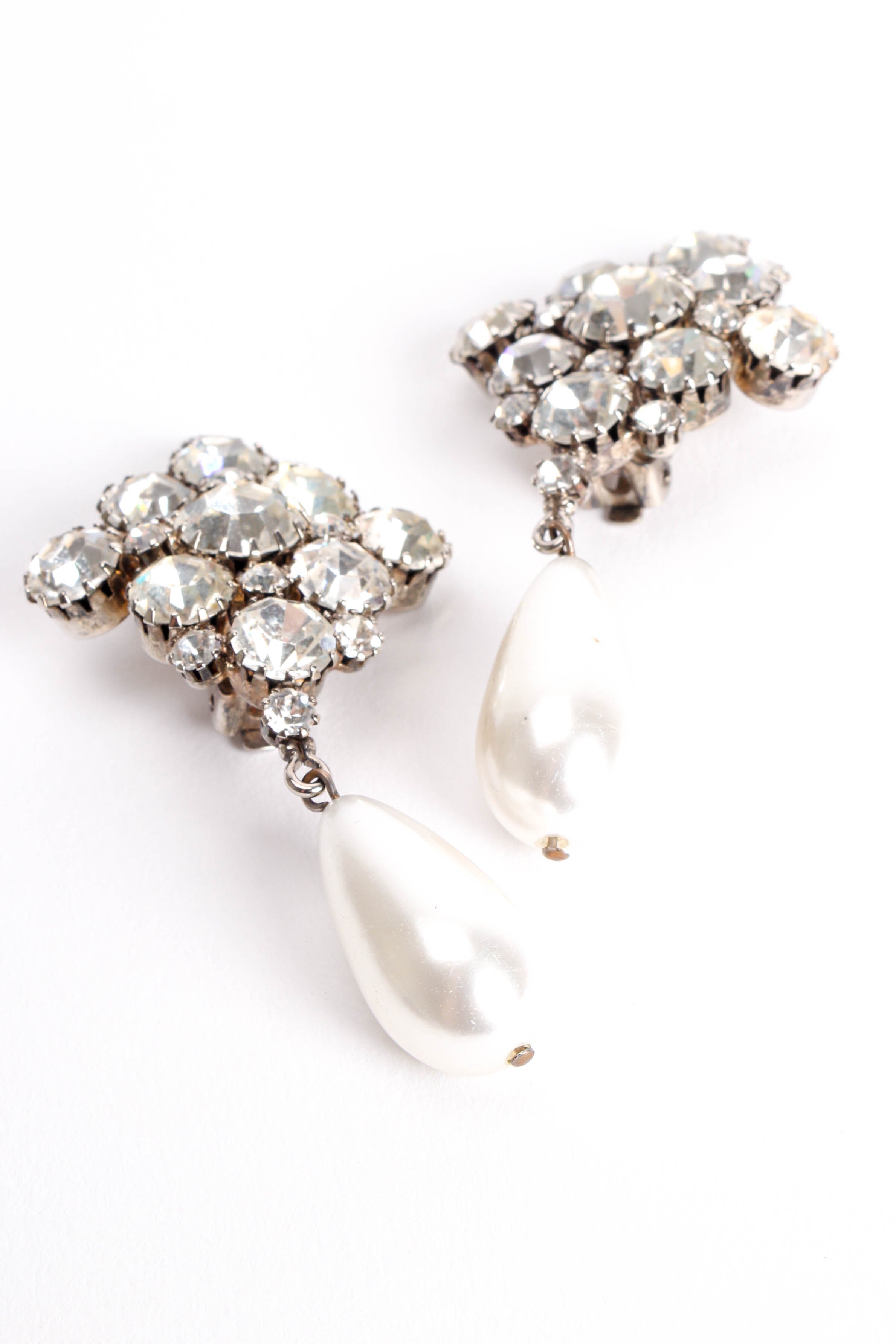 Vintage Cluster Pearl Drop Earrings pearl and cluster detail @ Recess LA