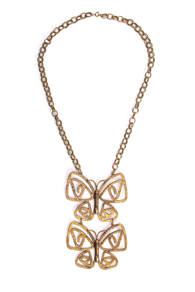 Vintage Brass Double Butterfly Necklace at Recess Los Angeles
