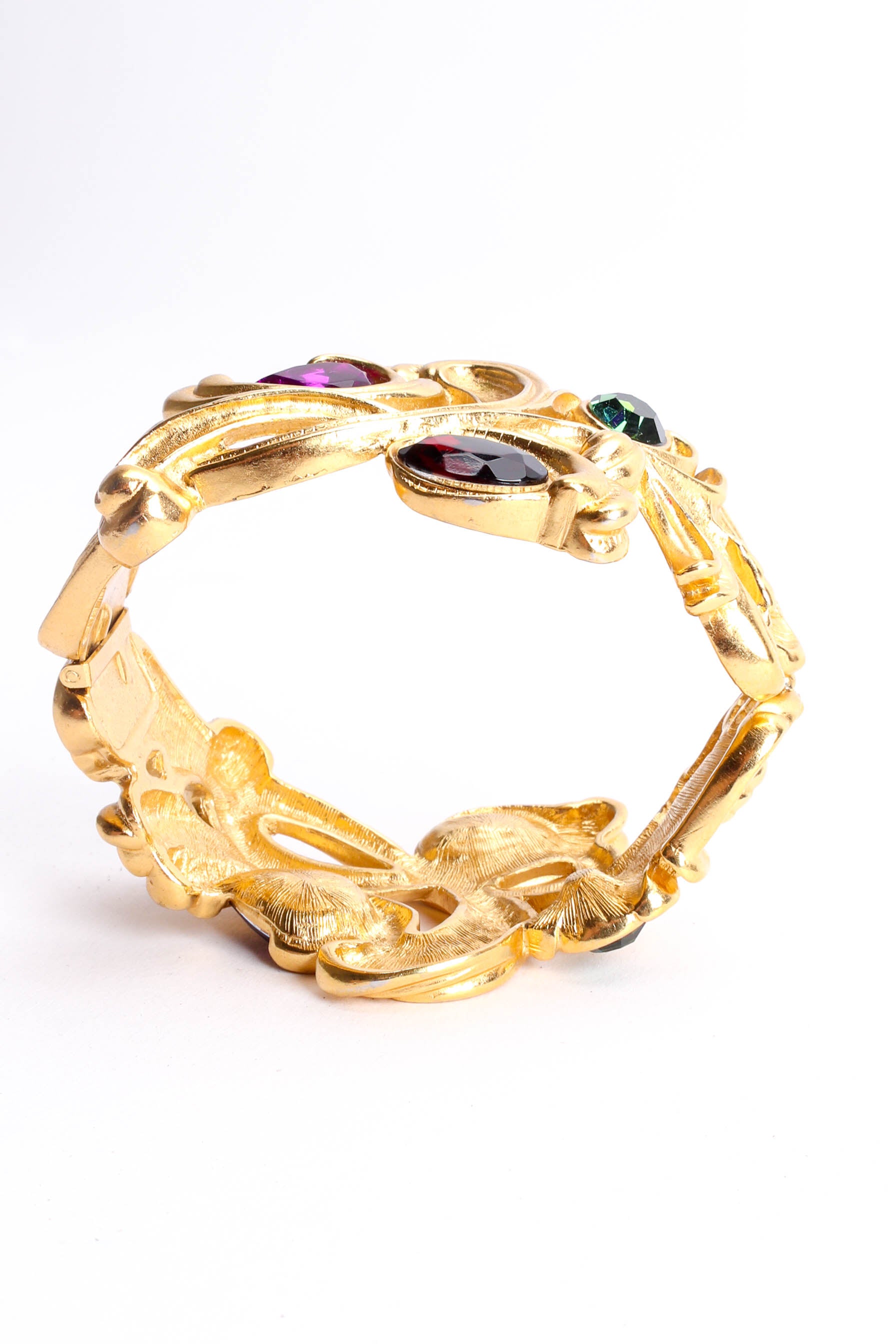 Vintage Jeweled Fleur Bangle Cuff diameter flat lay  @ Recess LA