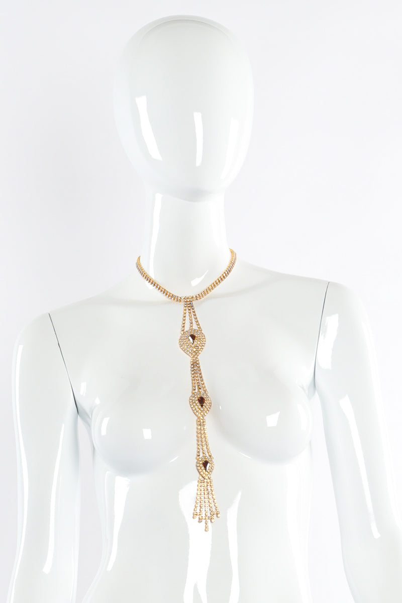 Vintage Frosted Rhinestone Necklace & Earring Set necklace on mannequin @ Recess LA