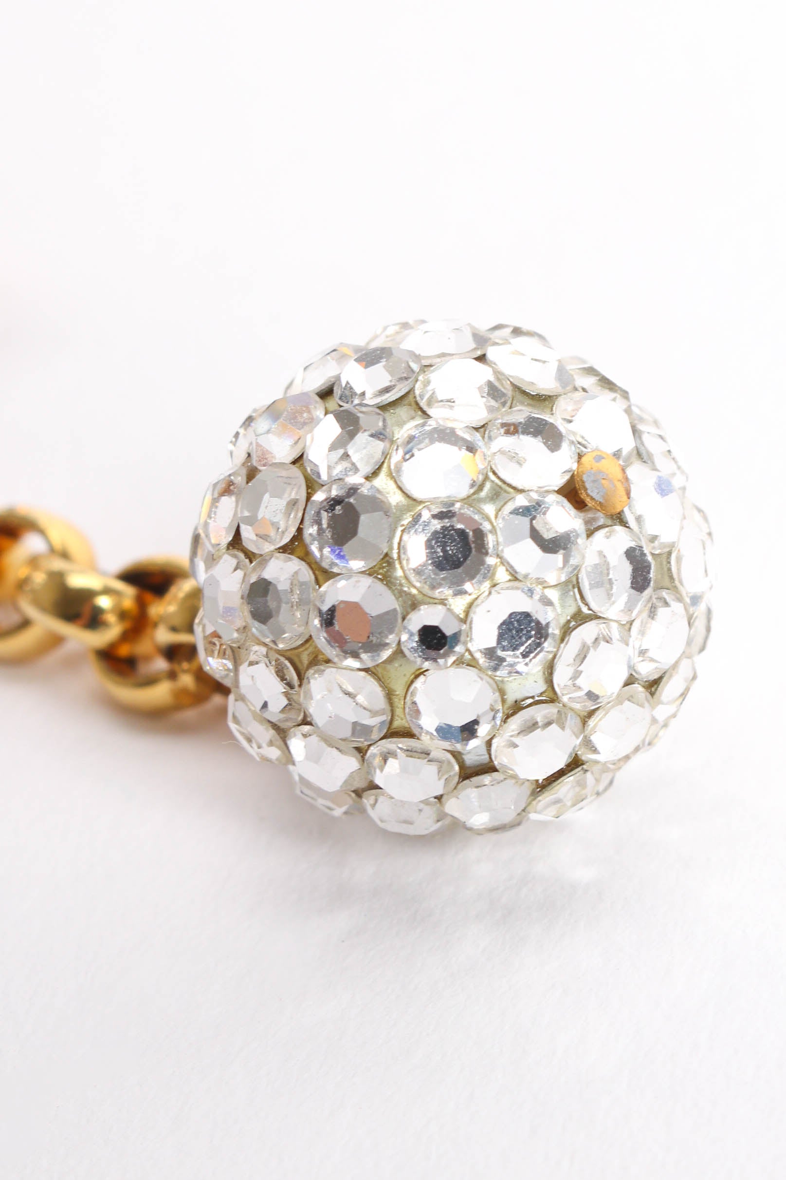 Vintage Rhinestone Flower Ball Drop Earrings rhinestone ball detail @ Recess LA
