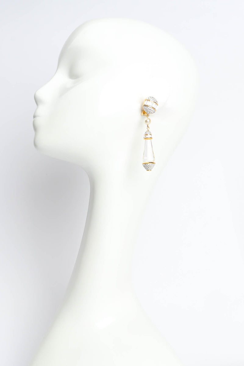 Vintage Crystal Rhinestone Drop Earrings on mannequin @ Recess Los Angeles