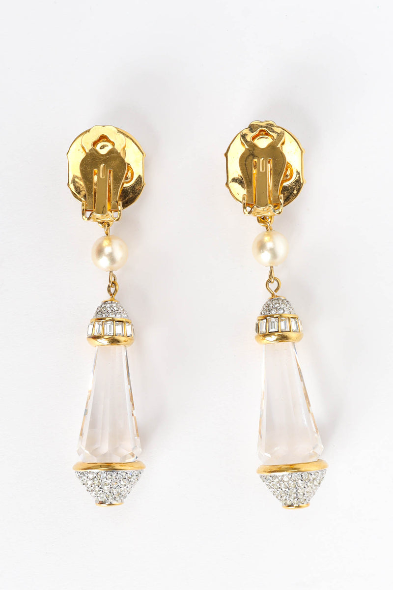 Vintage Crystal Rhinestone Drop Earrings back flat @ Recess Los Angeles