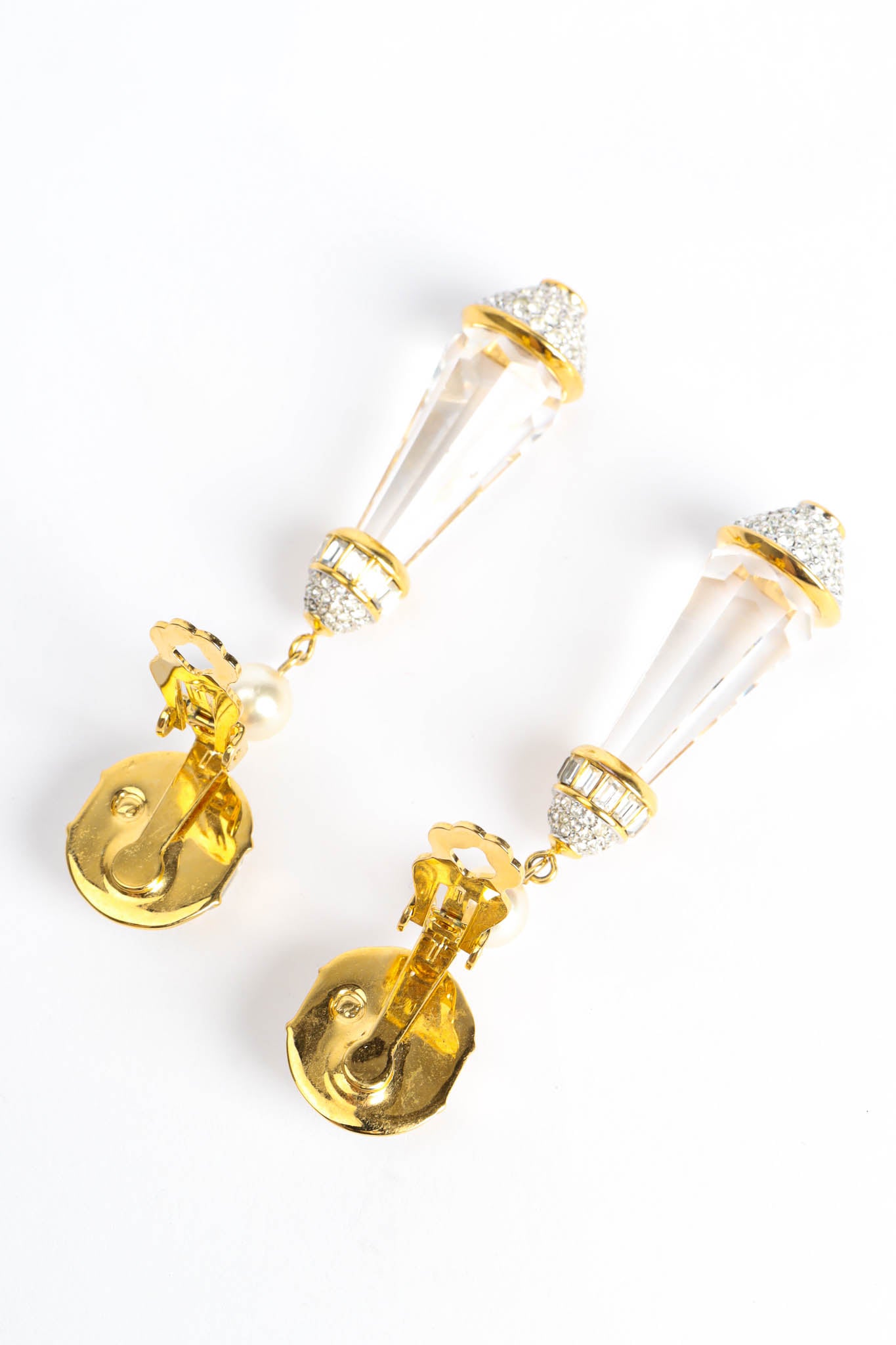 Vintage Crystal Rhinestone Drop Earrings clip on open @ Recess Los Angeles