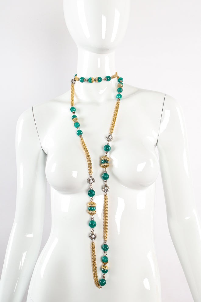 Vintage XL Marble Bead Chain Layering Necklace on mannequin double at Recess Los Angeles