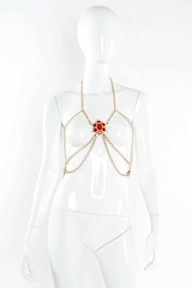 Vintage Accessocraft Ruby Stoned Chain Harness mannequin front @ Recess Los Angeles