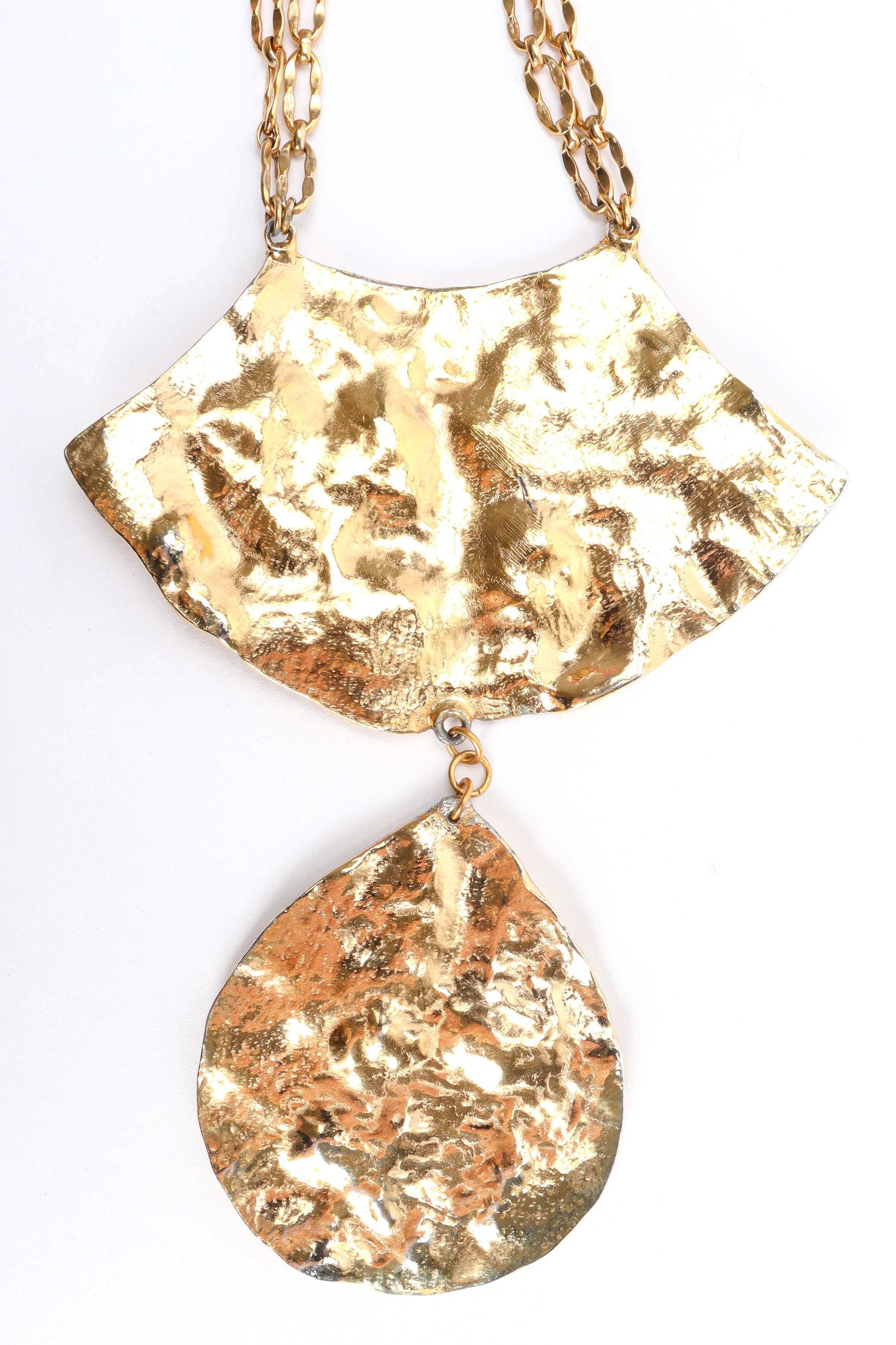 Vintage Napier Brutalist Double Pendant Necklace pendant close up @ Recess LA