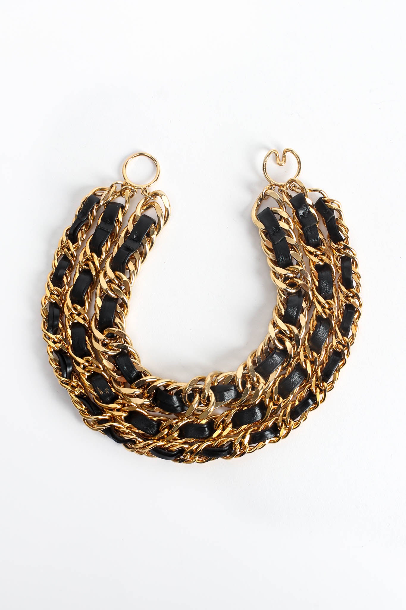 Vintage Triple Leather Curb Chain Collar Flat Lay at Recess LA