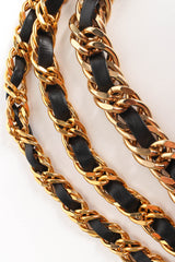 Vintage Triple Leather Curb Chain Collar Closeup at Recess LA