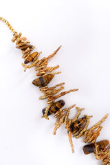 Vintage Coral Stem Tiger Eye Bead Necklace stem close @ Recess LA