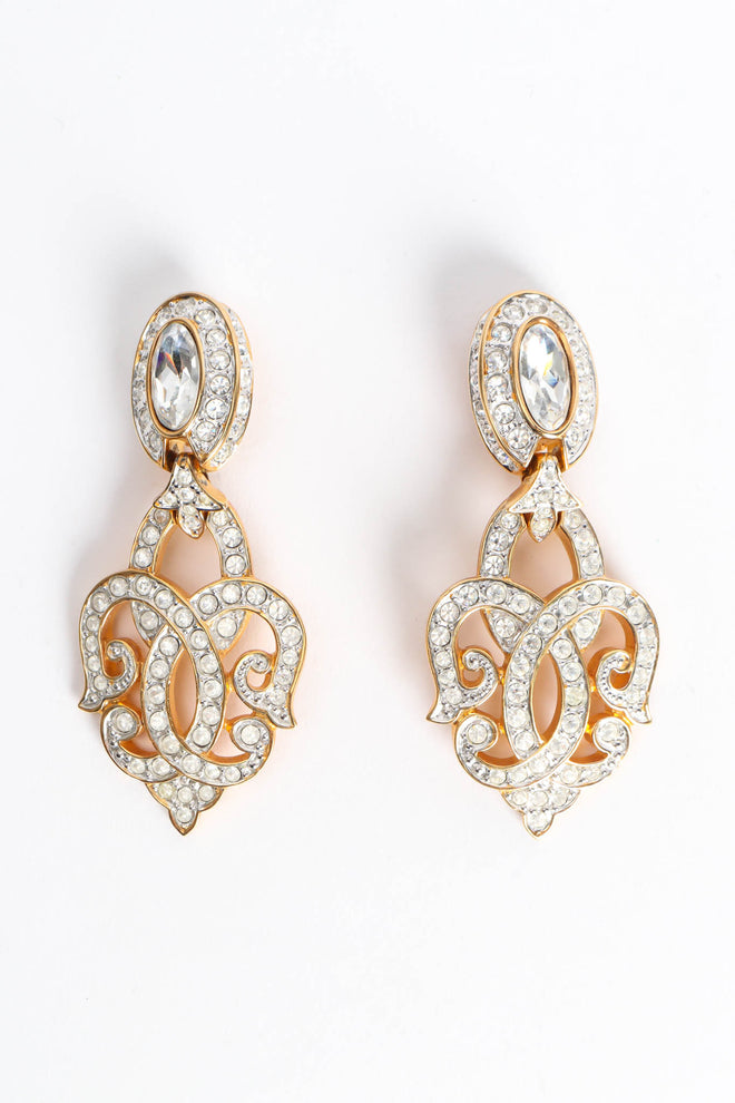 Vintage Fleur Rhinestone Earrings flat front @ Recess Los Angeles