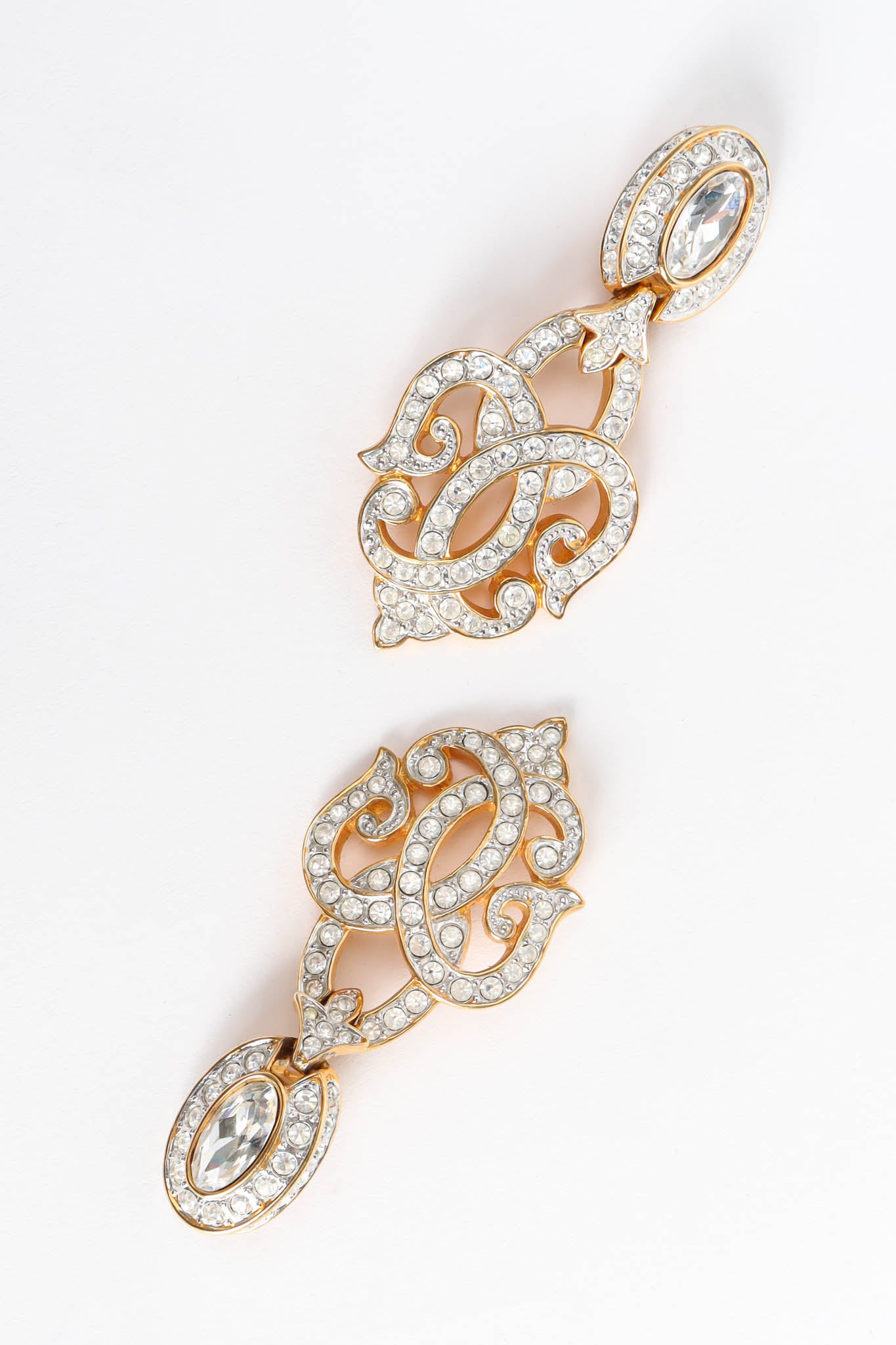 Vintage Fleur Rhinestone Earrings diagonal @ Recess Los Angeles