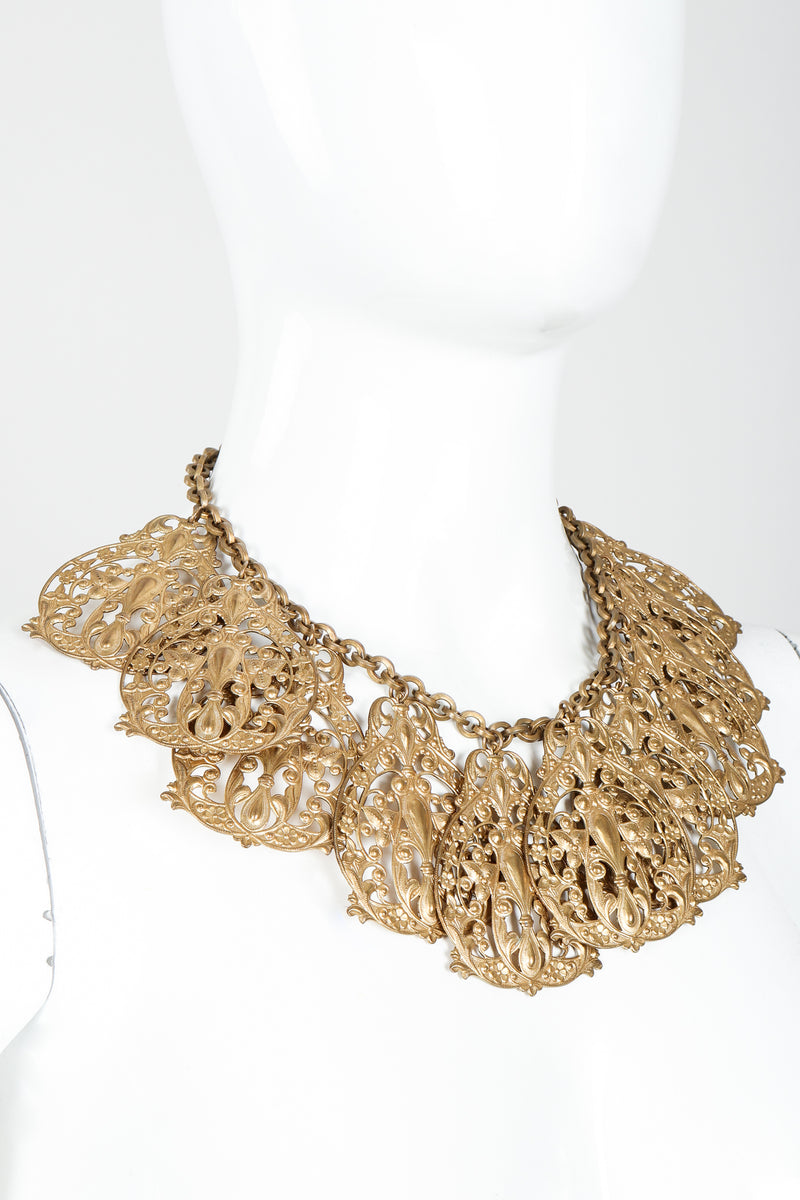 Vintage Filigree Plate Collar Necklace on Mannequin at Recess Los Angeles