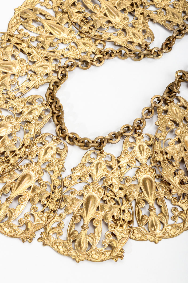 Vintage Filigree Plate Collar Necklace plate detail at Recess Los Angeles