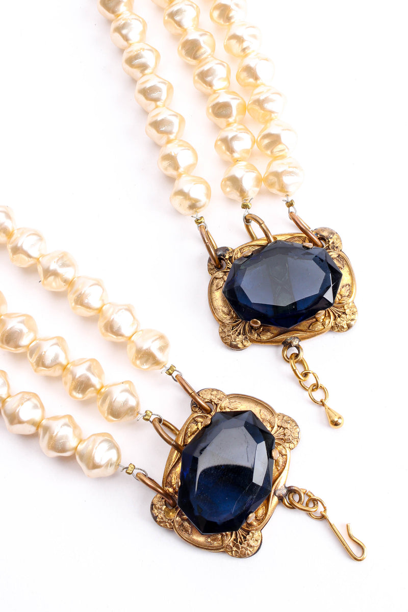 Vintage Framed Jewel Pearl Necklace close clasp @ Recess Los Angeles
