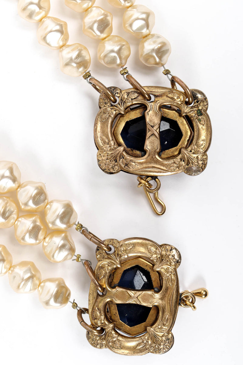 Vintage Framed Jewel Pearl Necklace tarnished reverse @ Recess Los Angeles
