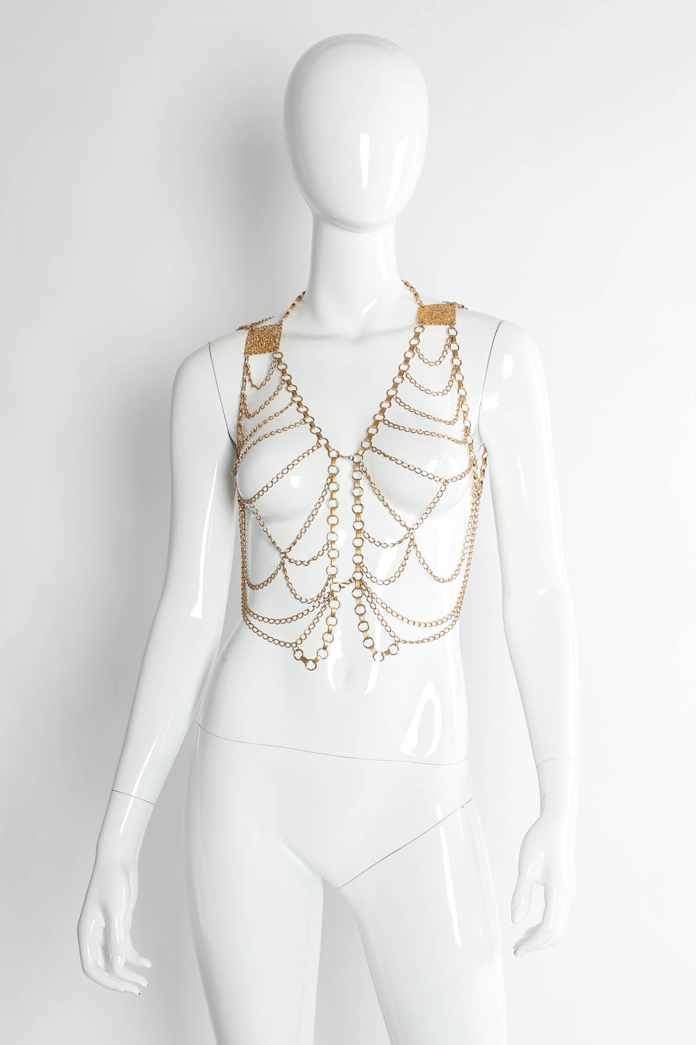 Vintage Floral Filigree Multi Chain Harness mannequin front @ Recess Los Angeles