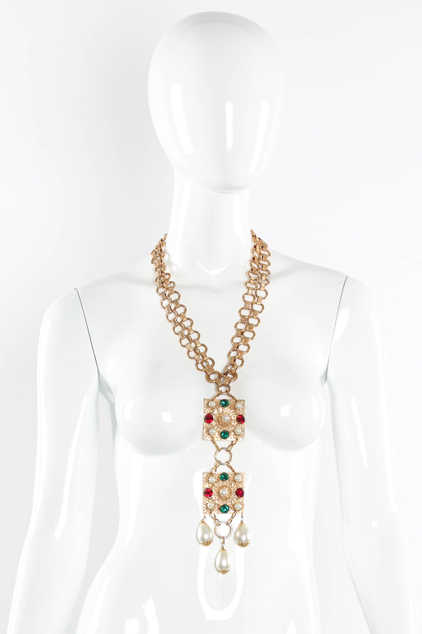 Vintage Jeweled Filigree Pendant Necklace on mannequin @ Recess Los Angeles