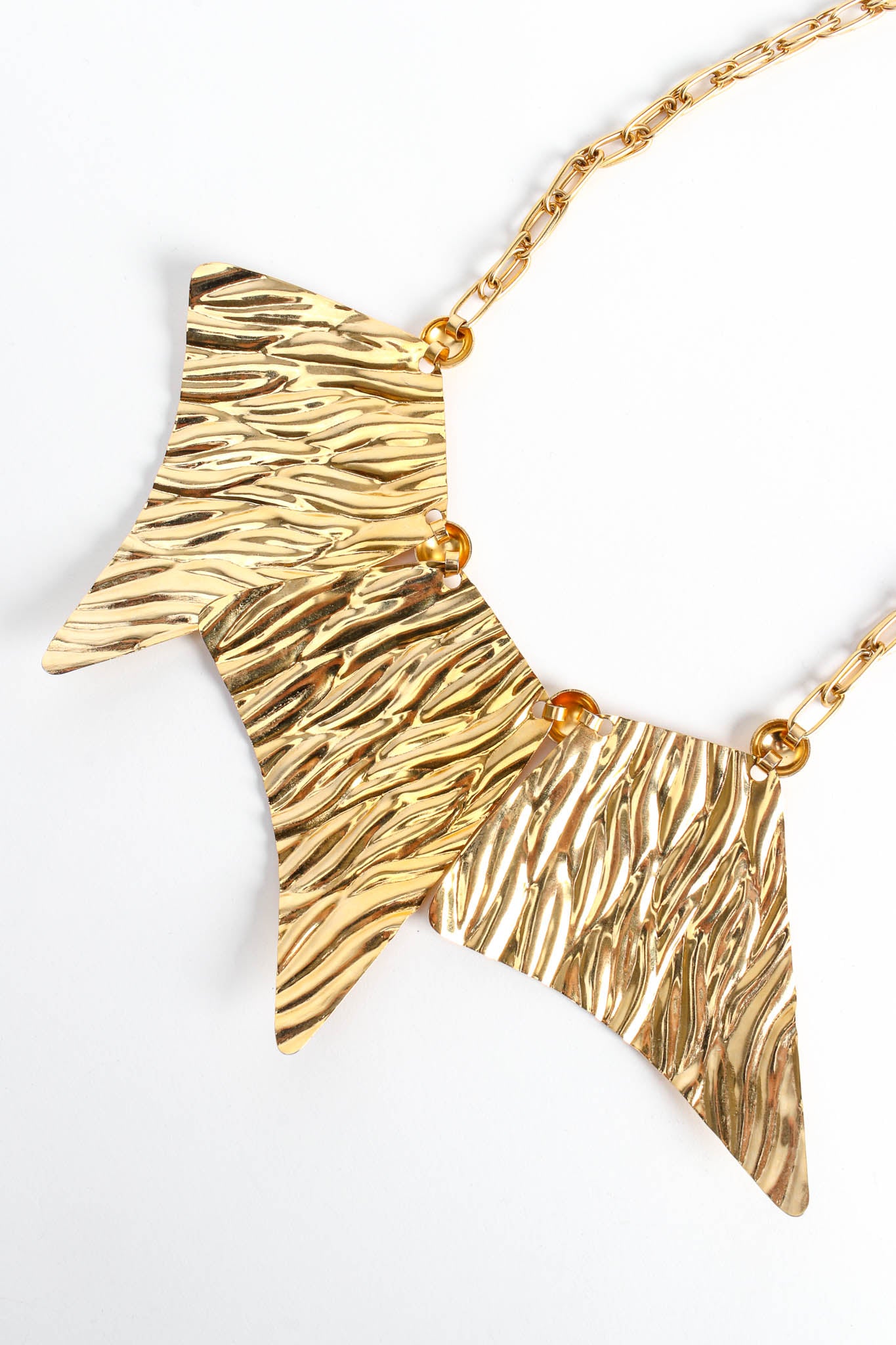 Vintage Textured Trapezoid Plate Necklace pendant closeup at Recess Los Angeles