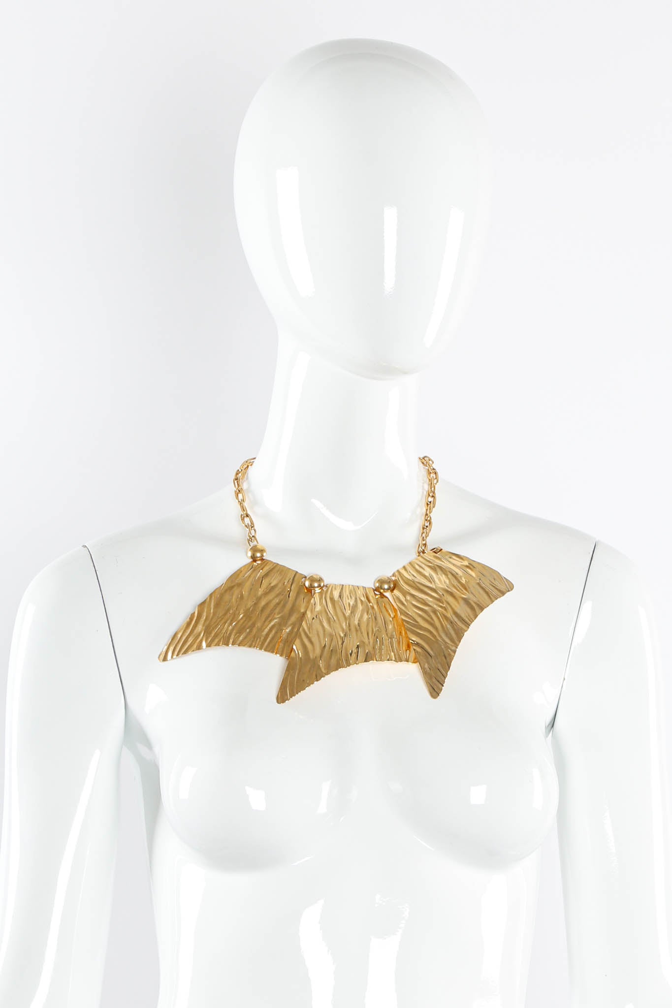 Vintage Textured Trapezoid Plate Necklace on mannequin choker length at Recess Los Angeles