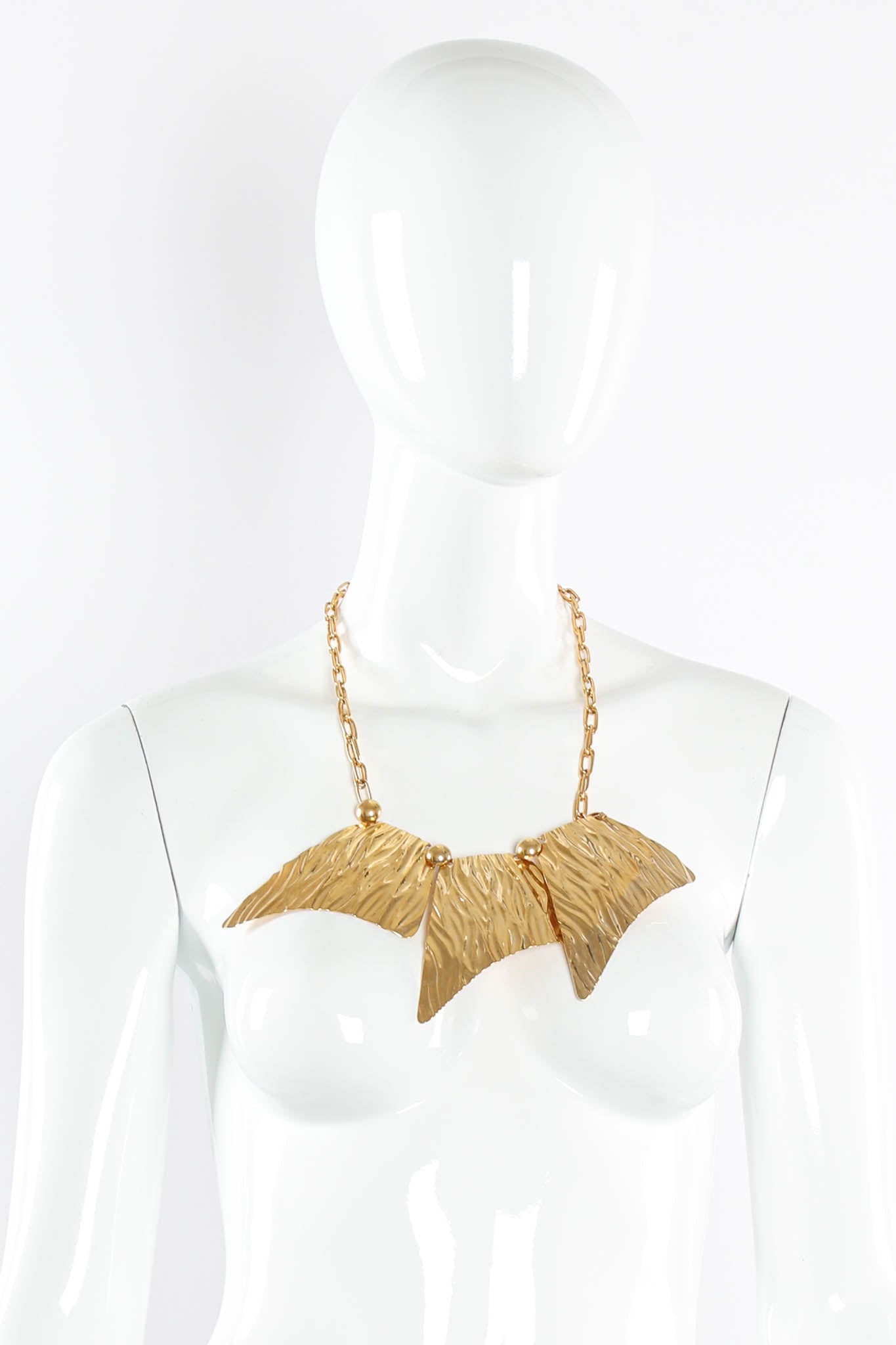 Vintage Textured Trapezoid Plate Necklace on mannequin princess length at Recess Los Angeles