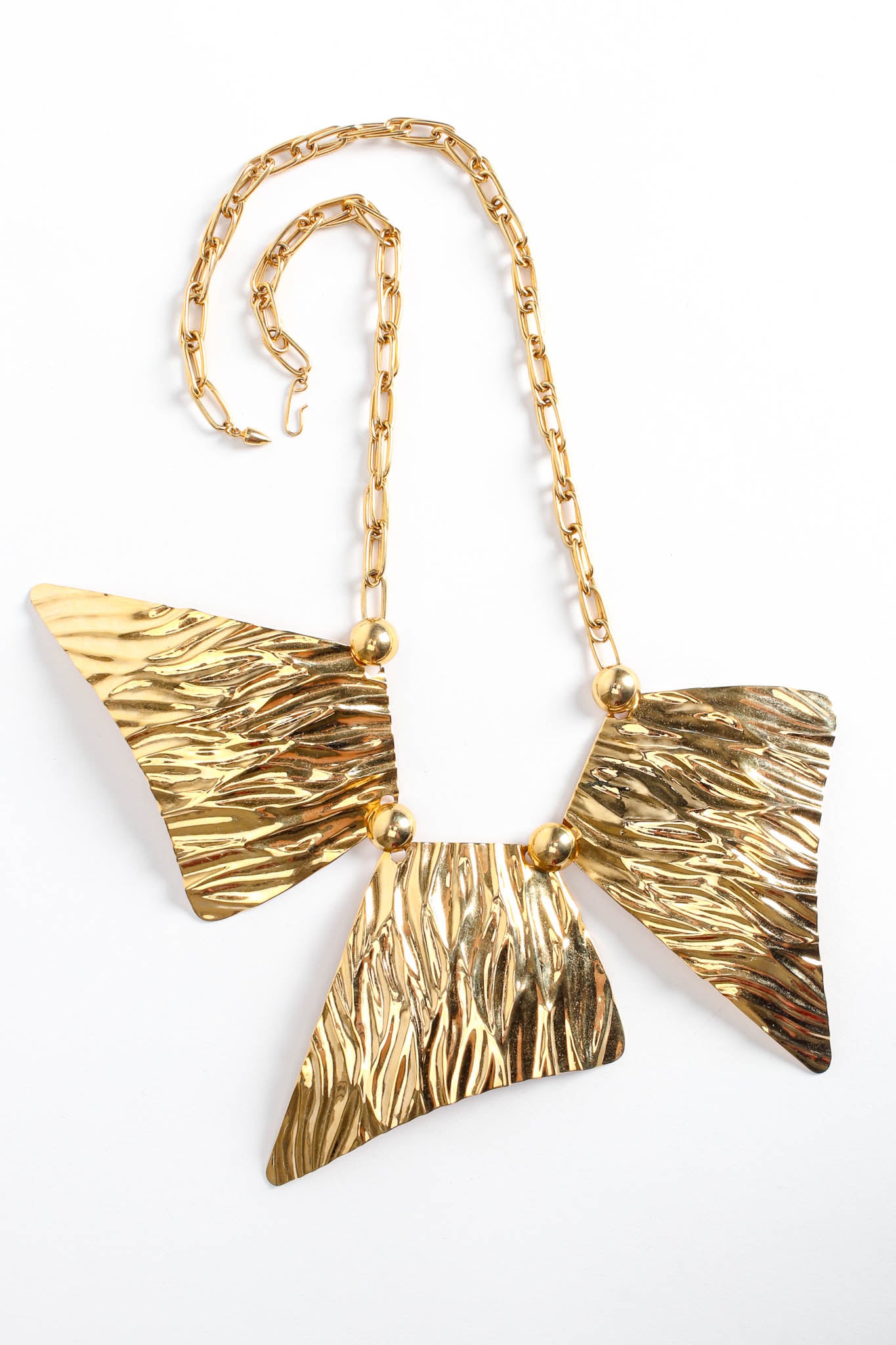 Vintage Textured Trapezoid Plate Necklace front at Recess Los Angeles