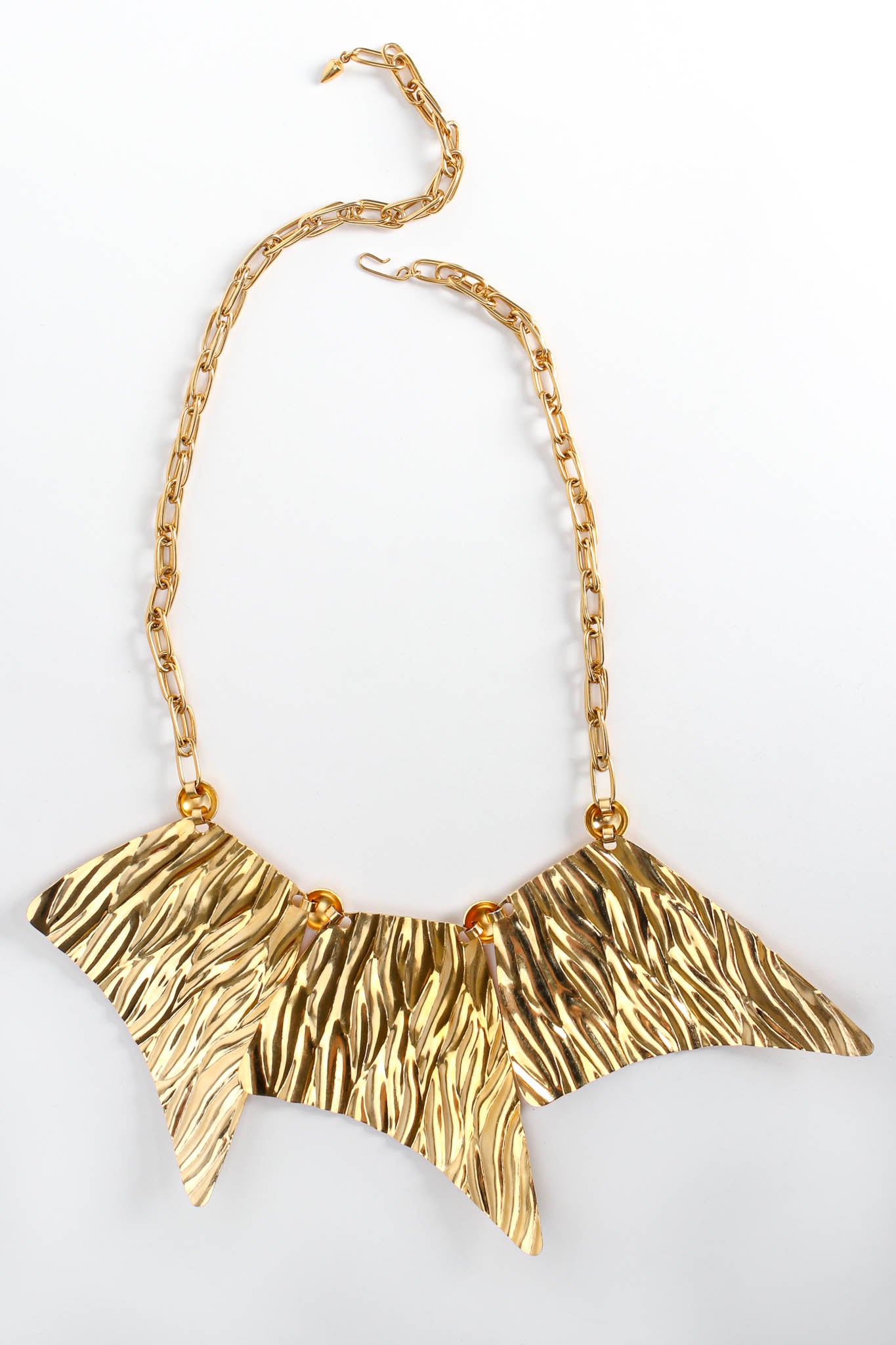 Vintage Textured Trapezoid Plate Necklace reverse side at Recess Los Angeles