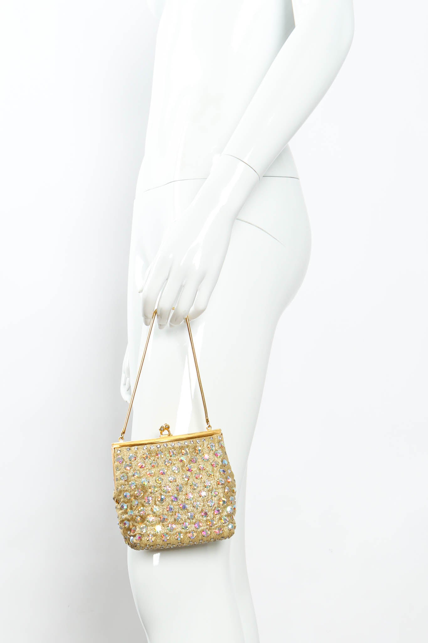 Vintage Iridescent Rhinestone Frame Pouch Bag on mannequin @ Recess Los Angeles