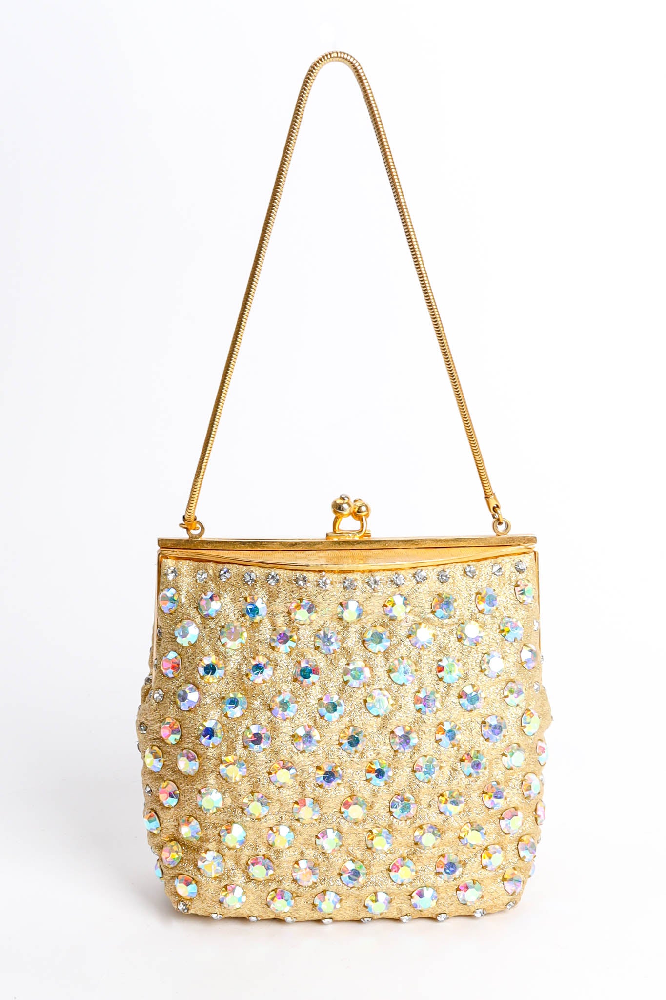 Vintage Iridescent Rhinestone Frame Pouch Bag front @ Recess Los Angeles