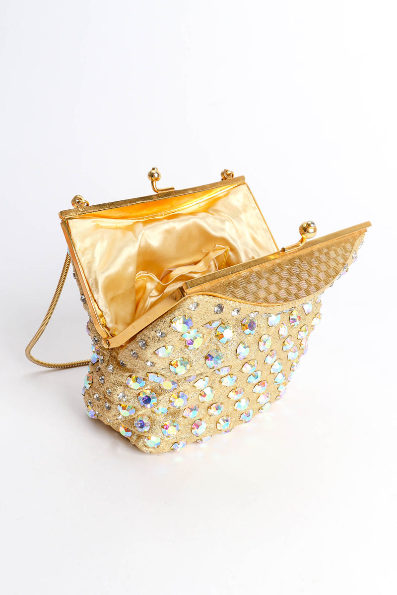 Vintage Iridescent Rhinestone Frame Pouch Bag open @ Recess Los Angeles