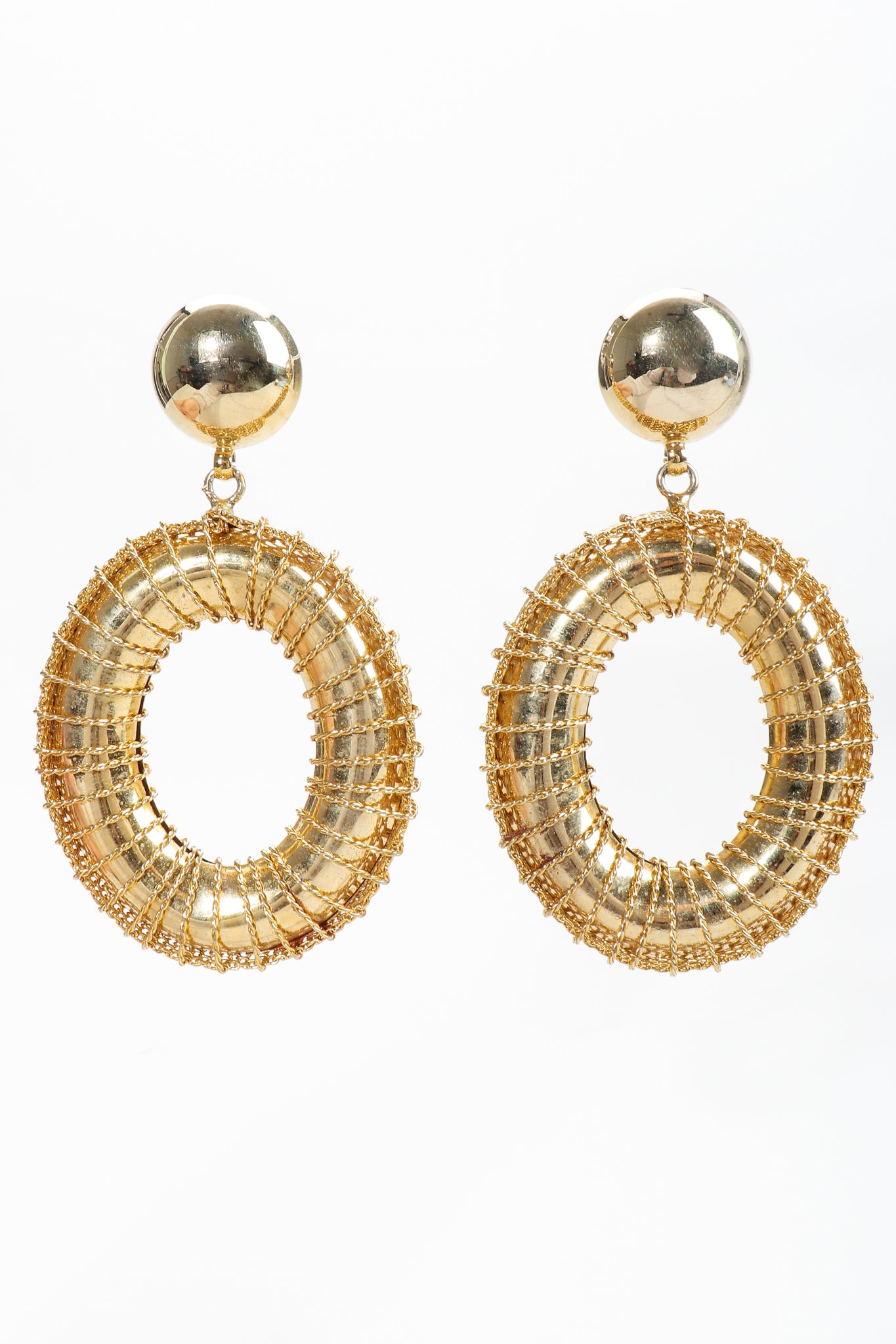 Vintage Gold Wire Wrap Hoop Drop Earrings at Recess Los Angeles