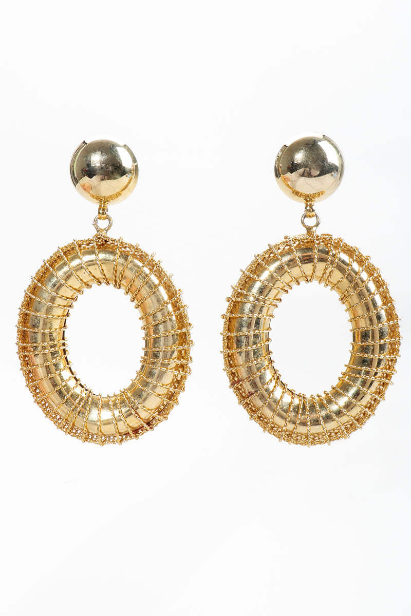 Vintage Gold Wire Wrap Hoop Drop Earrings at Recess Los Angeles
