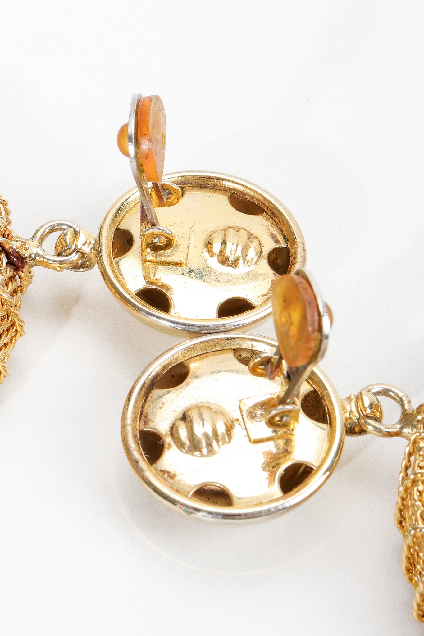 Vintage Gold Wire Wrap Hoop Drop Earrings clip back at Recess Los Angeles