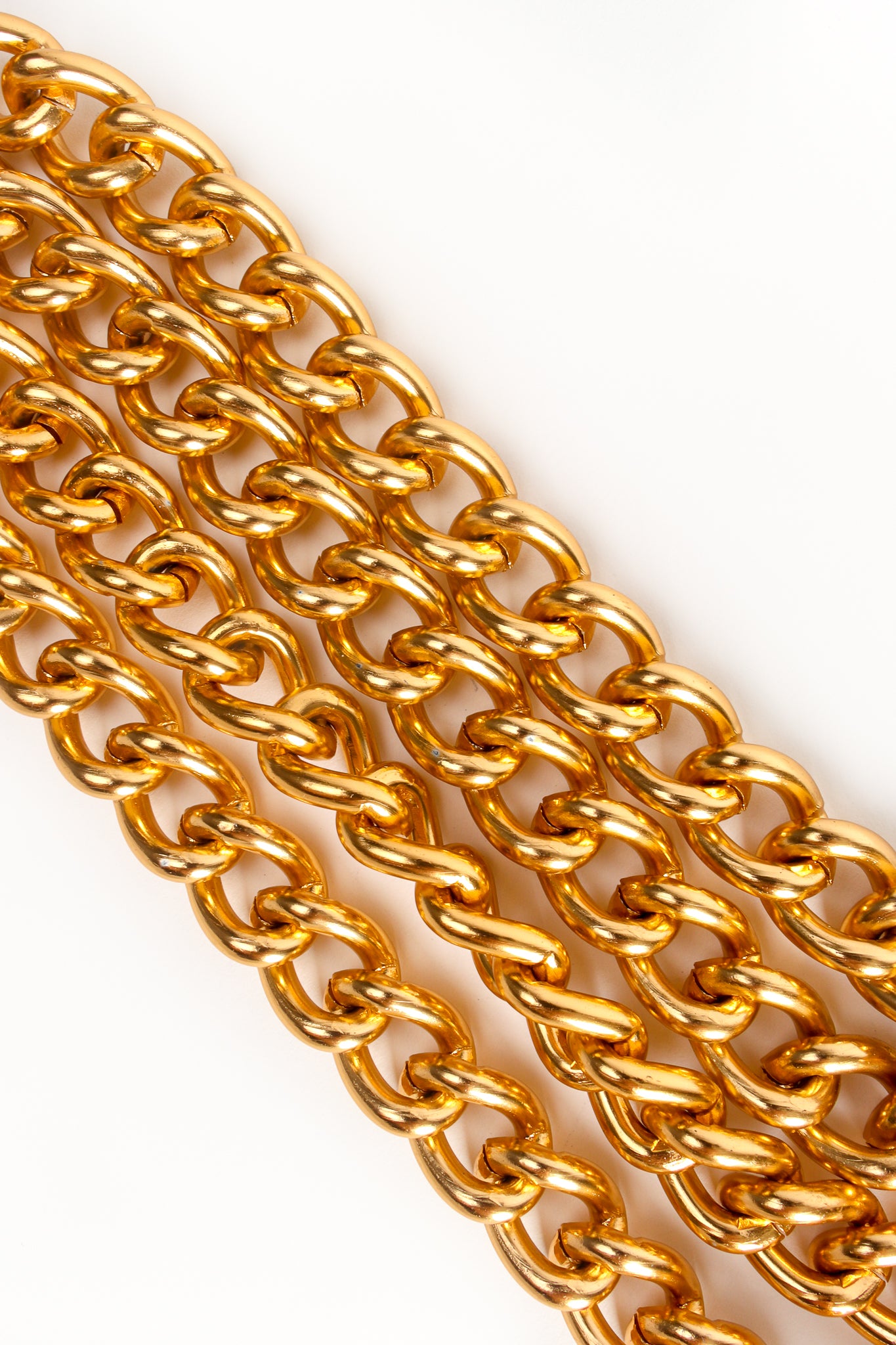Vintage Chunky Gold Thick Curb Chain Link Lion Buckle Belt Chain Detail at Recess LA