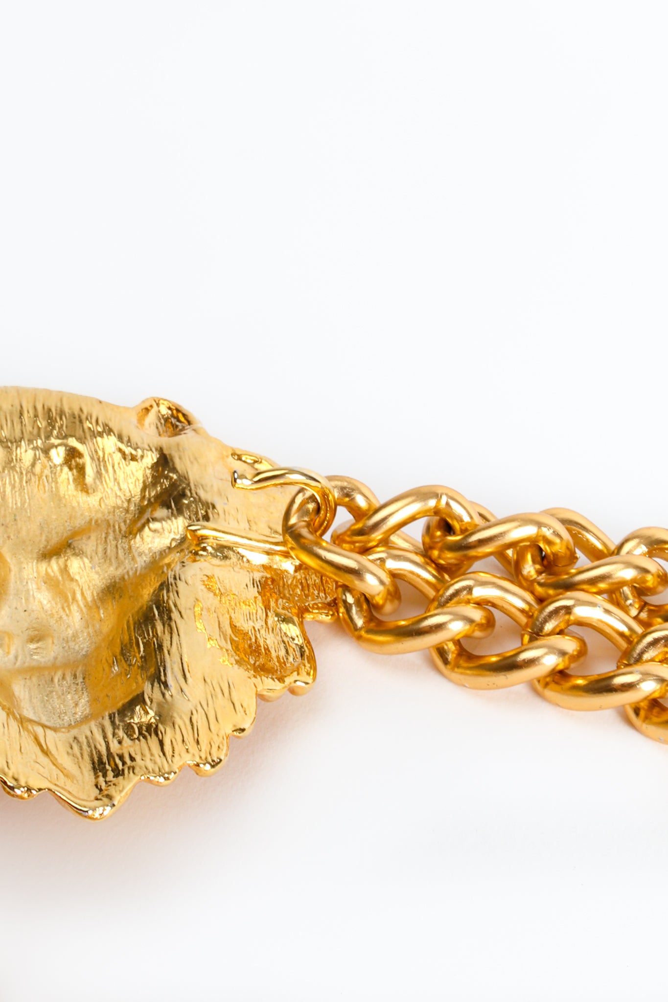 Vintage Chunky Gold Thick Curb Chain Link Lion Buckle Belt Hook Detail at Recess LA