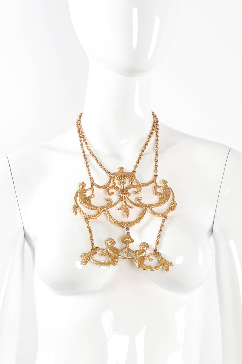 Baroque Mermaid Plate Pendant Necklace on mannequin front  @ Recess LA