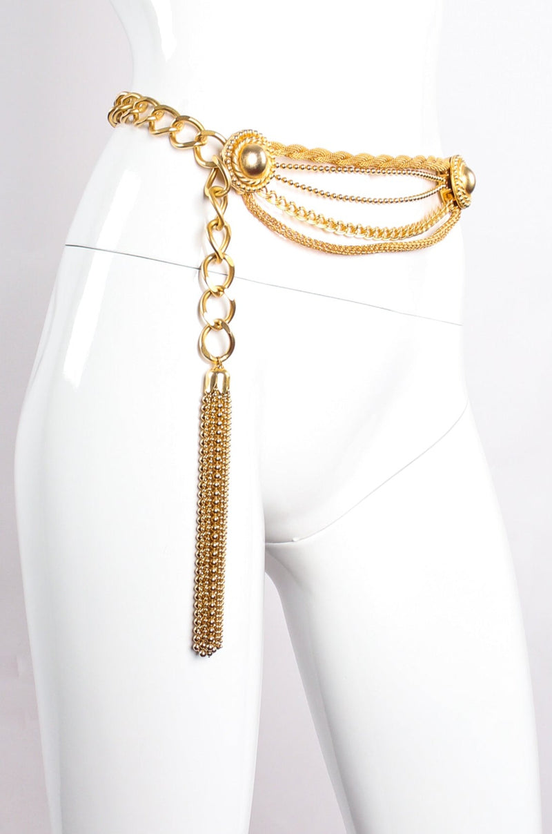 Vintage Draped Multi Mixed Chain Belt on mannequin angle at Recess Los Angeles