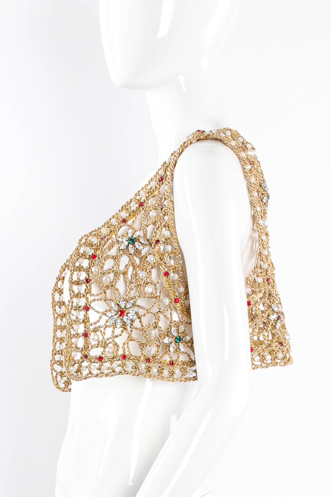 Vintage Jeweled Crochet Rope Vest mannequin side @ Recess Los Angeles