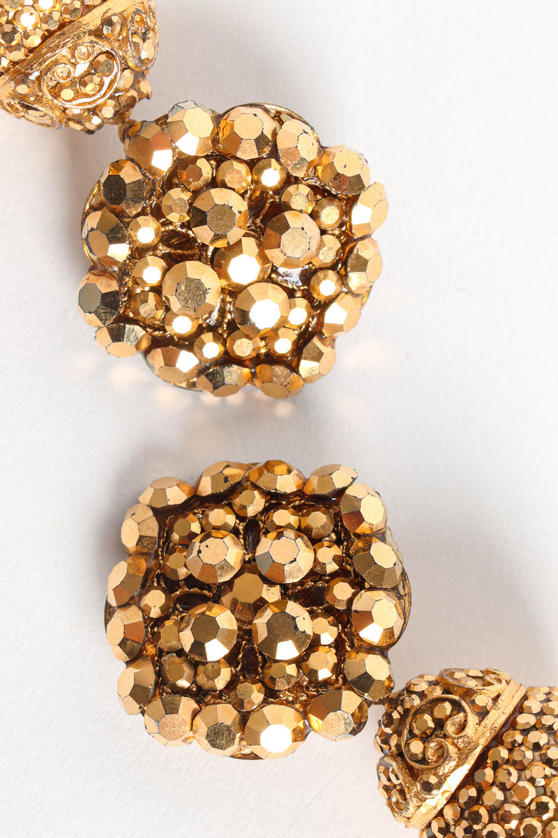 Vintage Filigree Golden Globe Cross Rhinestone Earrings cluster close  @ Recess LA