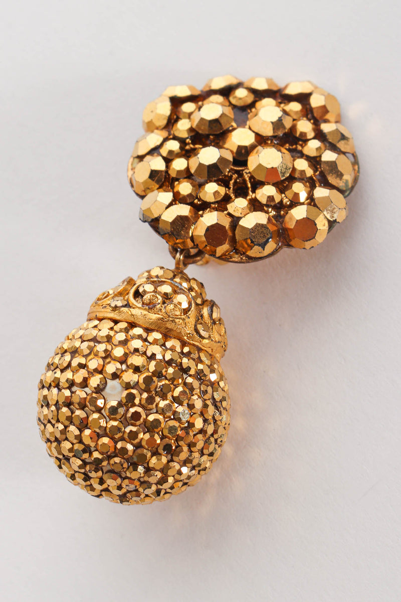 Vintage Filigree Golden Globe Cross Rhinestone Earrings 1 missing rhinestone @ Recess LA
